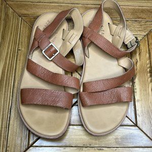 KORK EASE Sandals Women 9 Brown Nogales Leather Strappy Flats Coastal Comfort